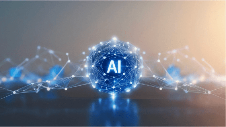 Image generated by Canva AI that shows neural network and AI in the center.